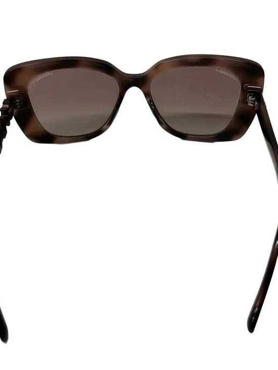 CHANEL Dark Brown Plastic Rhinestones Sunglasses main image 5
